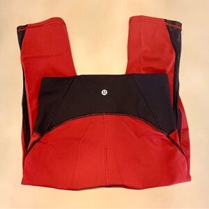 Lululemon Train Times 17" Crop Brick Red/black Size 6